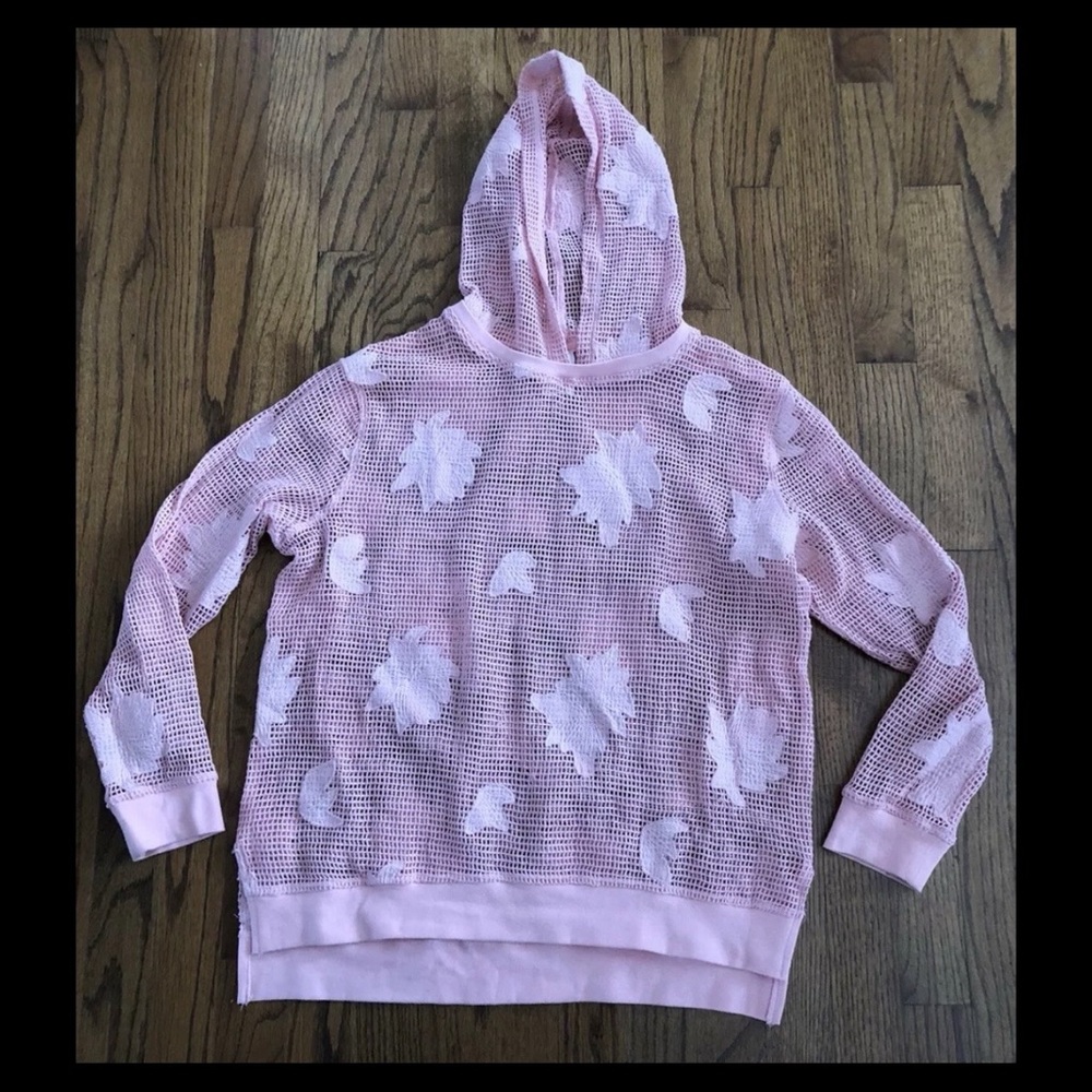Target Art Class Pink Floral Crochet Net Long Sleeve Hoodie Girl’s XL 14-16 - Picture 1 of 10